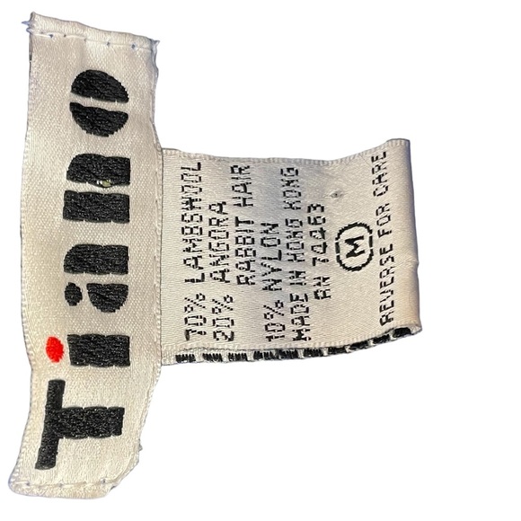 Vintage 80’s Tiano Blue Black Wool Angora Sequin Embellished Sweater Sz M - Picture 11 of 11